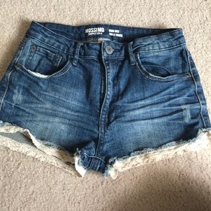 Lace jean shorts